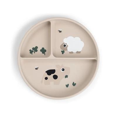 Done by Deer - Stick&Stay Inddelt Tallerken Tiny Farm (Sand)