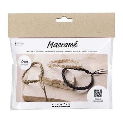 Mini DIY Kit - Macramé Armbånd (Sort