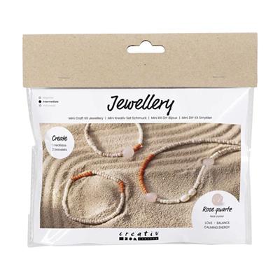 Mini DIY Kit - Smykker Rosakvartshalskæde og -armbånd